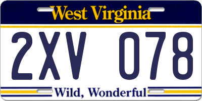 WV license plate 2XV078