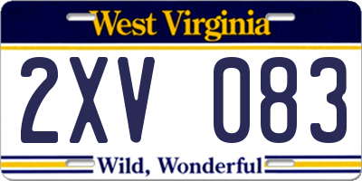 WV license plate 2XV083