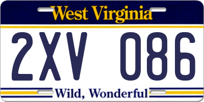 WV license plate 2XV086