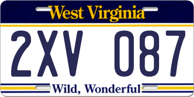 WV license plate 2XV087