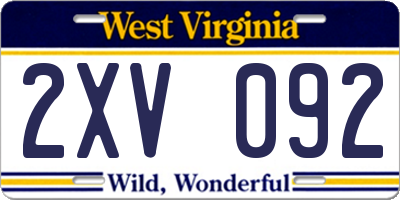 WV license plate 2XV092
