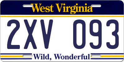 WV license plate 2XV093