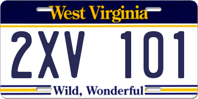 WV license plate 2XV101