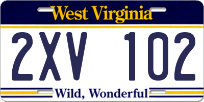 WV license plate 2XV102