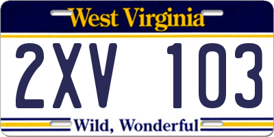 WV license plate 2XV103