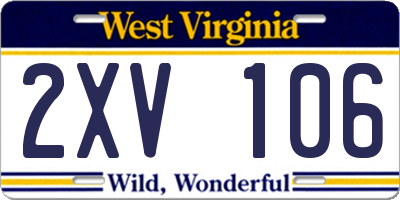 WV license plate 2XV106
