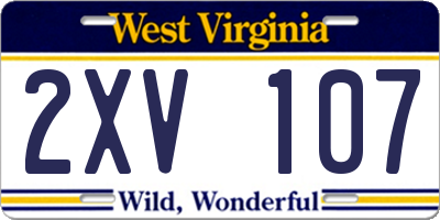 WV license plate 2XV107