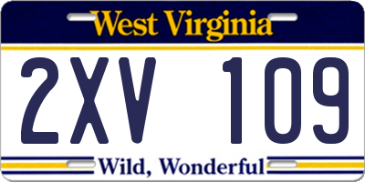 WV license plate 2XV109