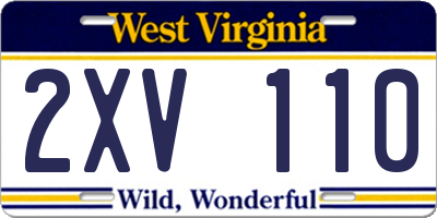 WV license plate 2XV110