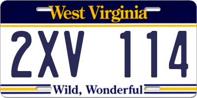 WV license plate 2XV114