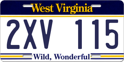 WV license plate 2XV115