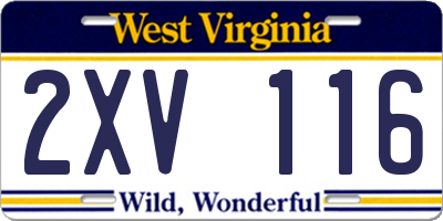 WV license plate 2XV116