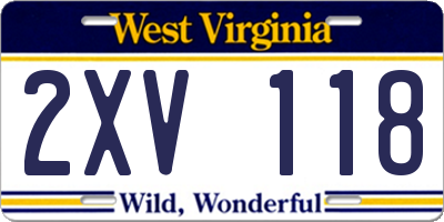 WV license plate 2XV118