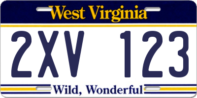 WV license plate 2XV123