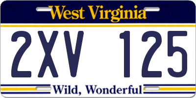 WV license plate 2XV125