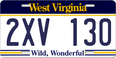 WV license plate 2XV130