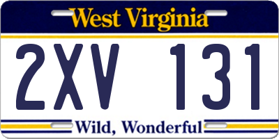 WV license plate 2XV131
