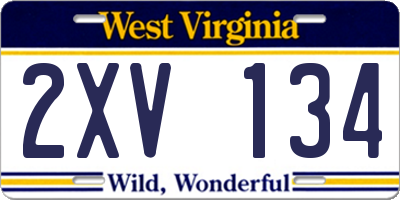 WV license plate 2XV134