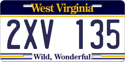 WV license plate 2XV135
