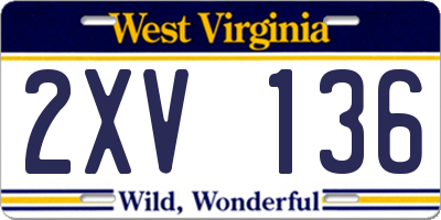 WV license plate 2XV136