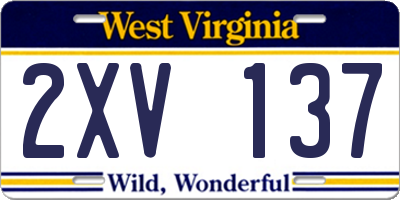 WV license plate 2XV137