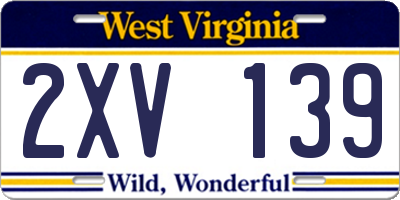 WV license plate 2XV139