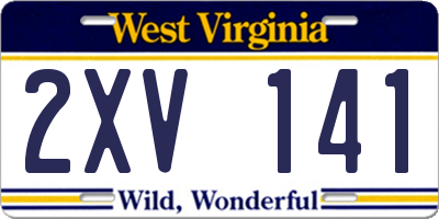 WV license plate 2XV141