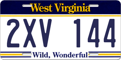 WV license plate 2XV144