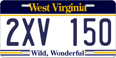 WV license plate 2XV150