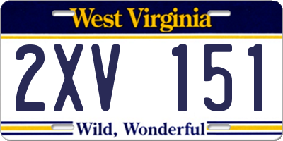 WV license plate 2XV151