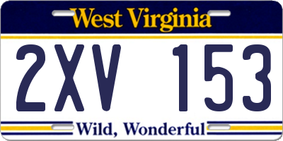 WV license plate 2XV153