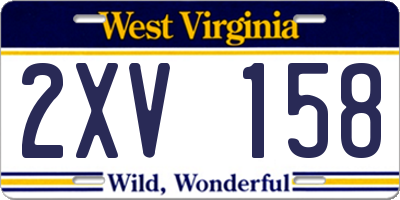 WV license plate 2XV158