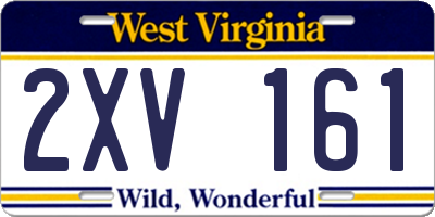 WV license plate 2XV161