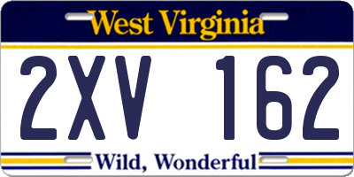 WV license plate 2XV162