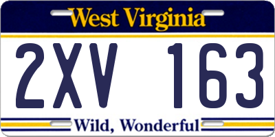 WV license plate 2XV163