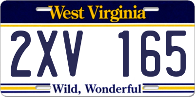 WV license plate 2XV165