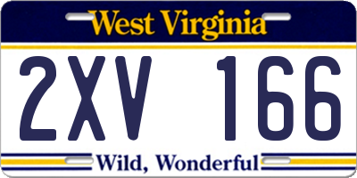 WV license plate 2XV166