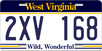 WV license plate 2XV168