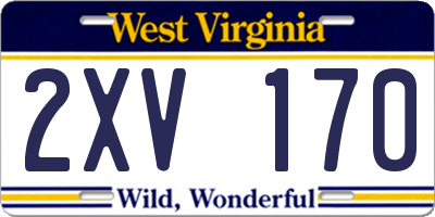 WV license plate 2XV170