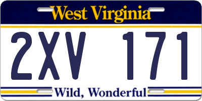 WV license plate 2XV171