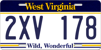 WV license plate 2XV178