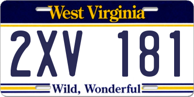 WV license plate 2XV181