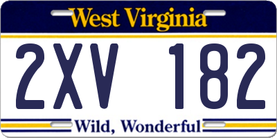 WV license plate 2XV182