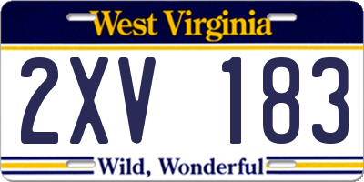 WV license plate 2XV183