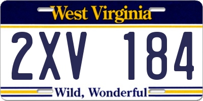 WV license plate 2XV184
