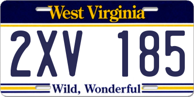 WV license plate 2XV185