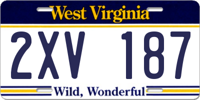 WV license plate 2XV187