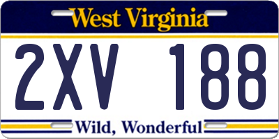 WV license plate 2XV188