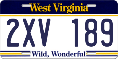 WV license plate 2XV189