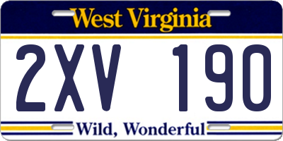 WV license plate 2XV190